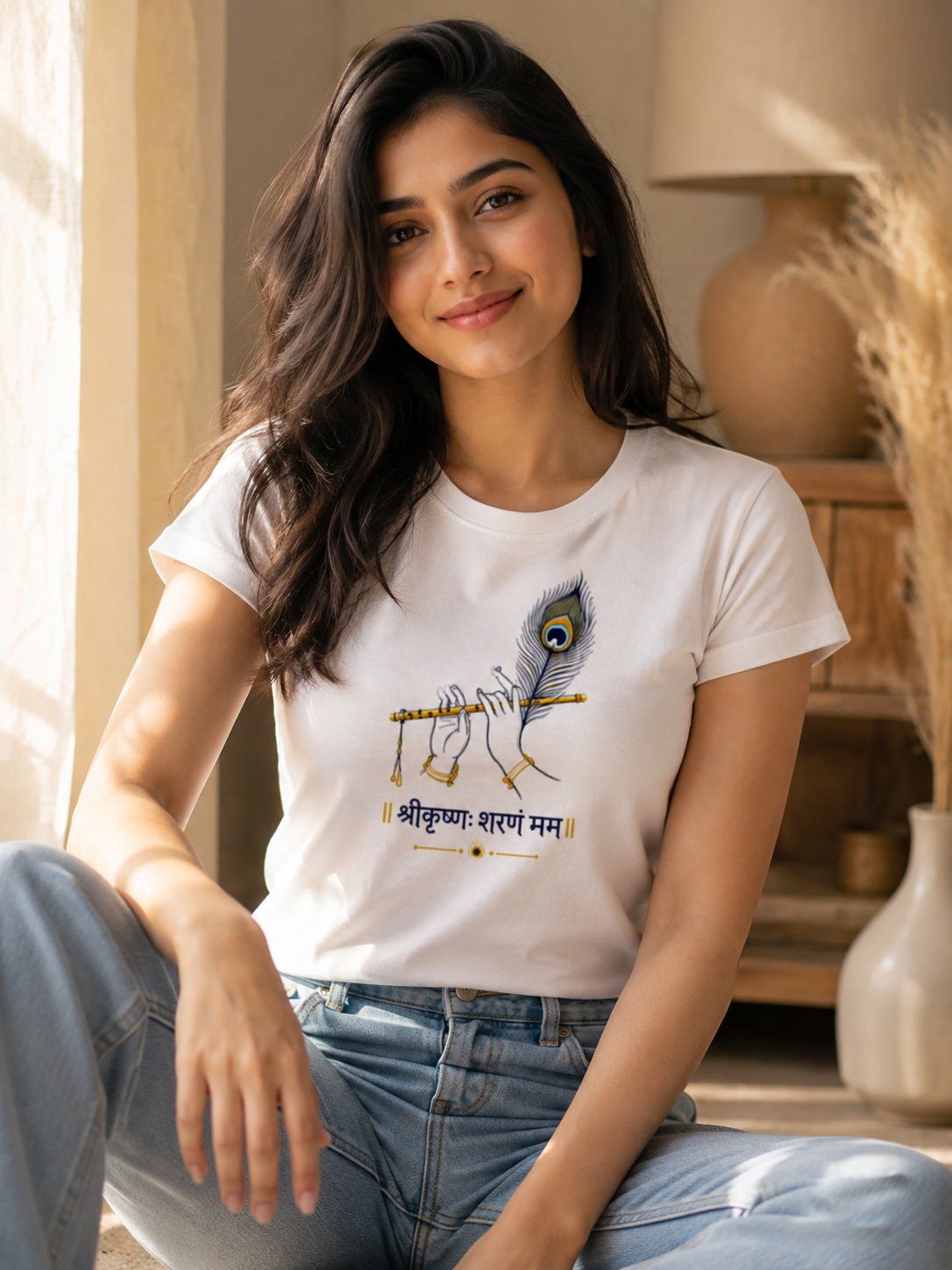 Unisex Basic T-Shirt | shri krishna's hand with flute