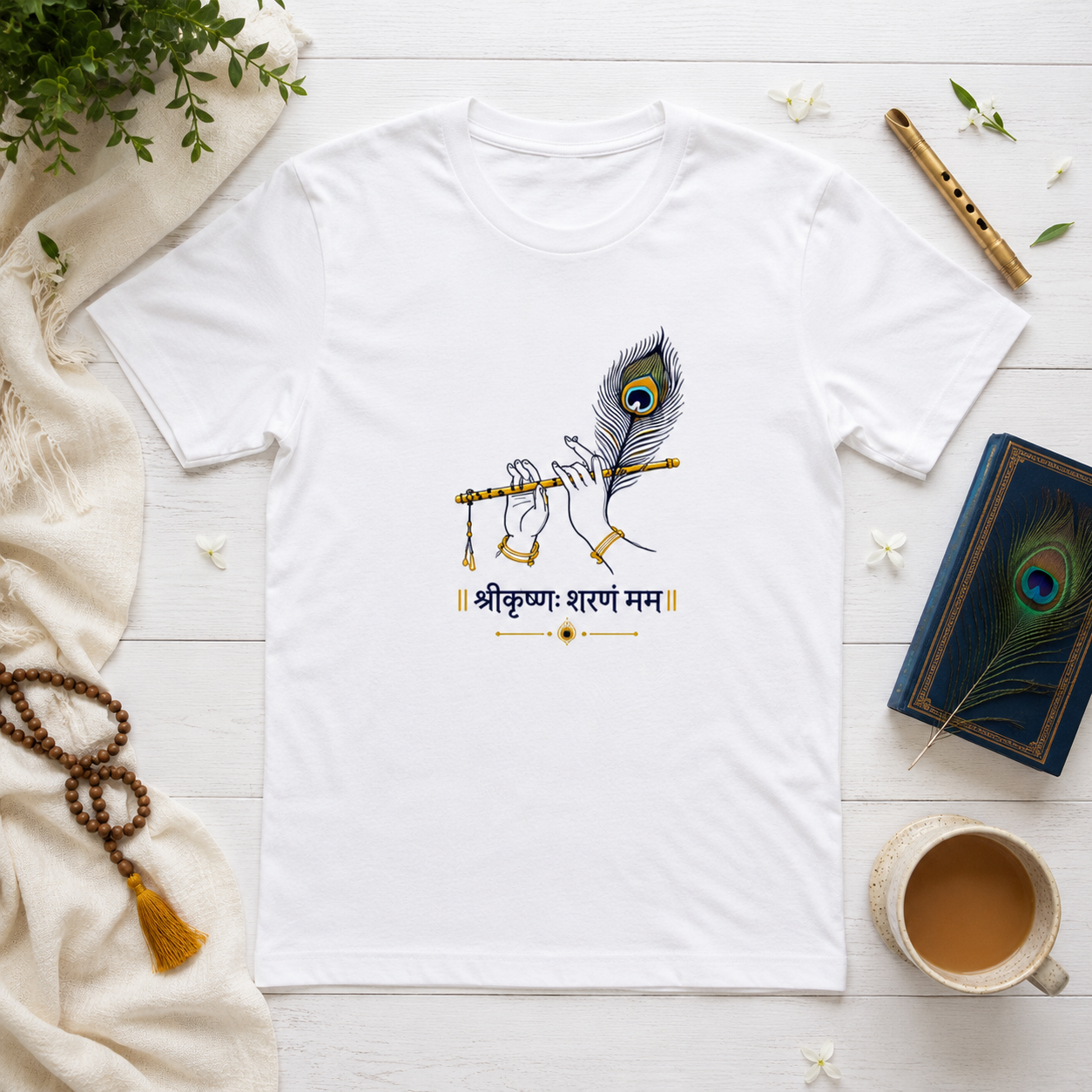 Unisex Basic T-Shirt | shri krishna's hand with flute