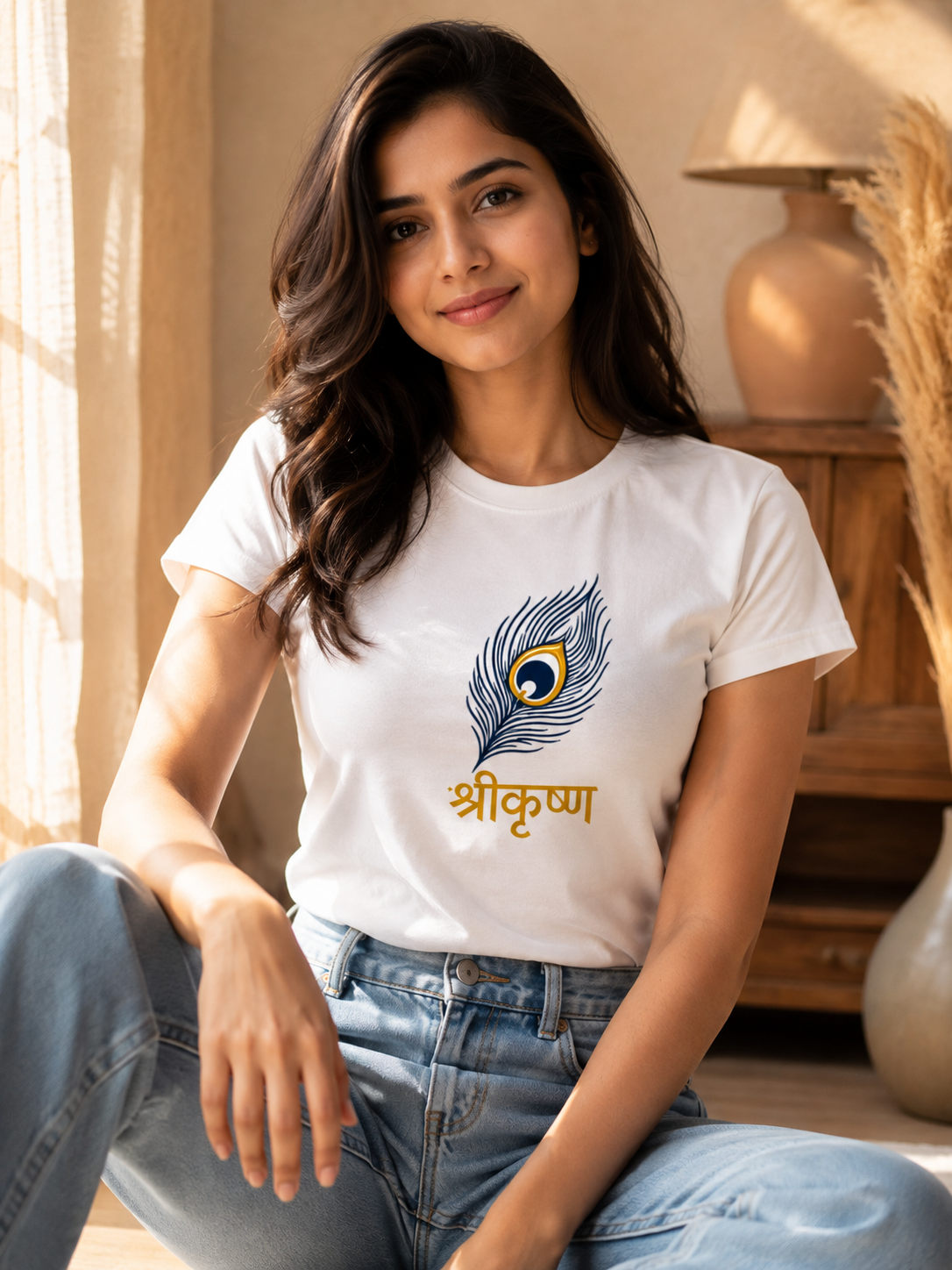 Unisex Basic T-Shirt | Lord Krishna's peacock feather